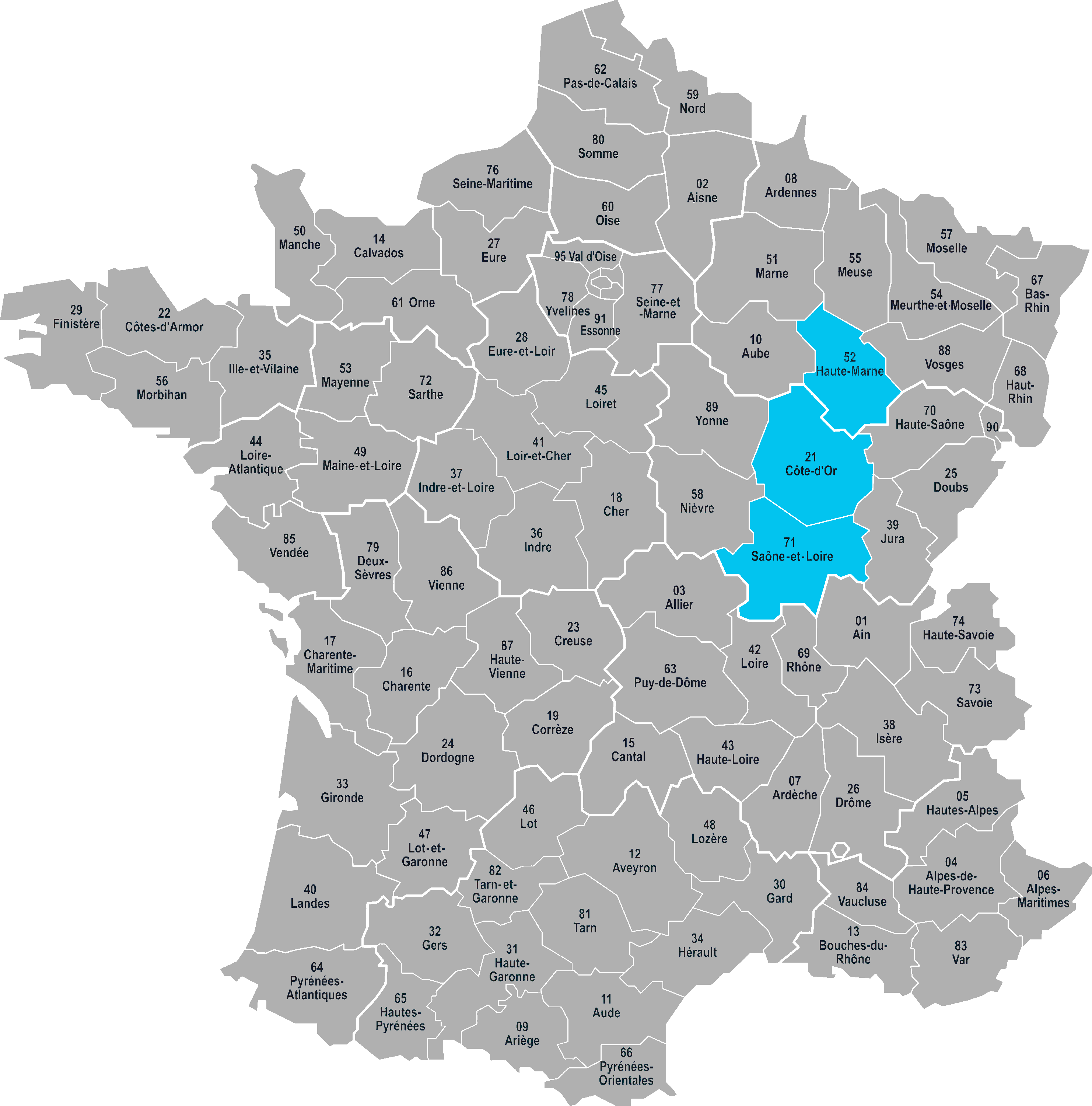 carte département 21